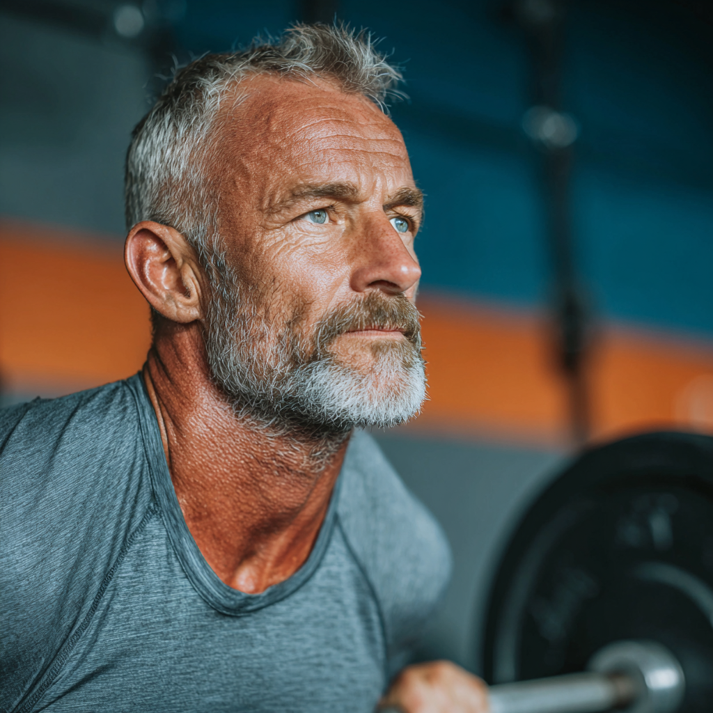 Aktivní muž 60+ při cvičení